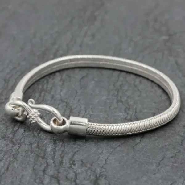 Colimaçon Bracelets Snake-Bracelet en argent snake 1/2 rond 4mm