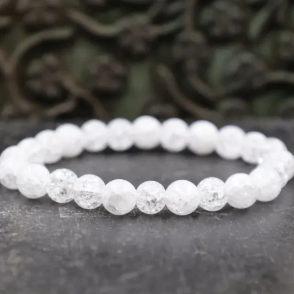 Colimaçon Bracelets Pierres Roulées-Bracelet pierre cristal de roche craquelé - 8mm - taille 16-19cm