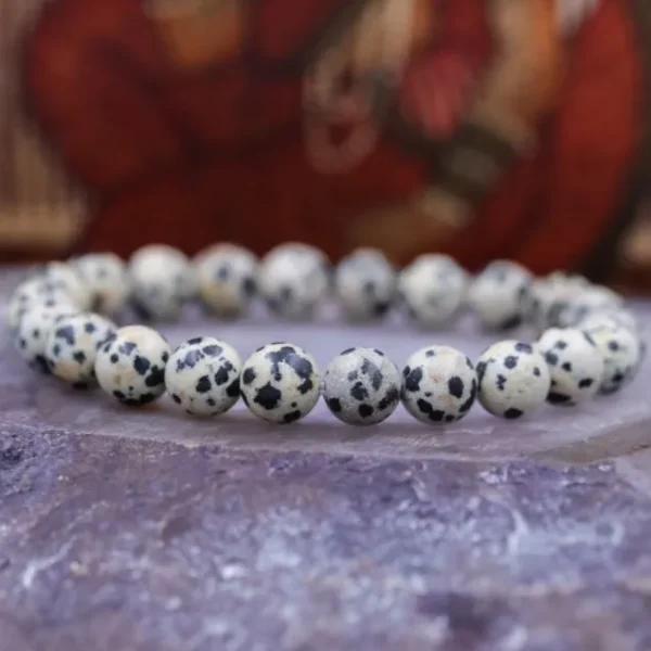 Colimaçon Bracelets Pierres Roulées-Bracelet pierre jaspe dalmatien - 8mm - taille 16-19cm