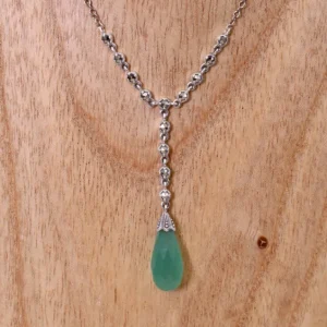 Colimaçon Colliers D'exception-Collier d'exception en argent avec agate verte et marcassites