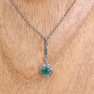 Colimaçon Colliers D'exception-Collier d'exception en argent avec agate verte et marcassites