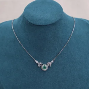 Colimaçon Colliers D'exception-Collier d'exception en argent avec agate verte et zirconiums