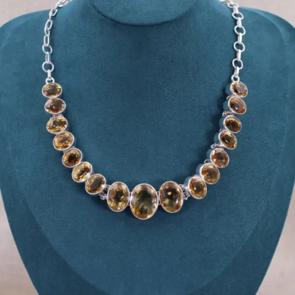 Colimaçon Colliers Avec Pierre-Collier en argent et citrine