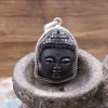 Colimaçon Pendentifs Avec Pierre-Pendentif Bouddha en argent et pierre obsidienne