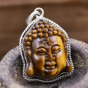 Colimaçon Pendentifs Avec Pierre-Pendentif Bouddha en argent et pierre oeil de Tigre