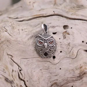 Colimaçon Pendentif D'exception-Pendentif d'exception en argent "hibou" avec émail et marcassites