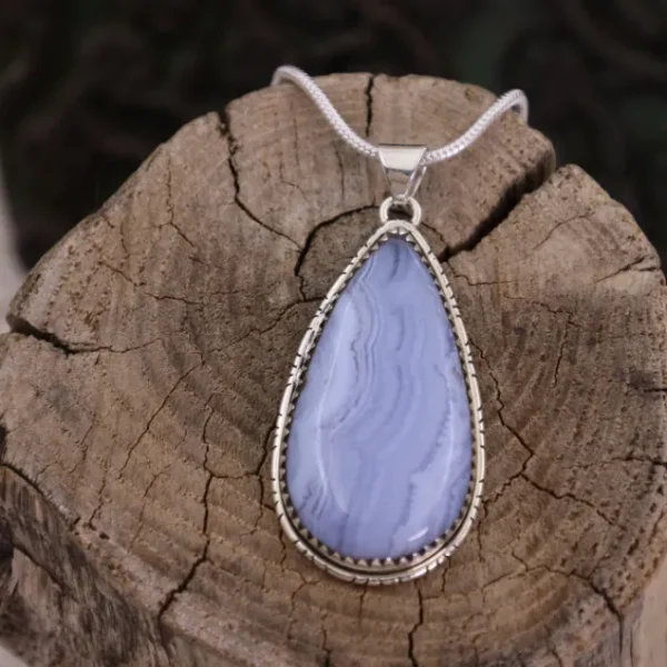 Colimaçon Pendentifs Avec Pierre-Pendentif en argent et agate bleue