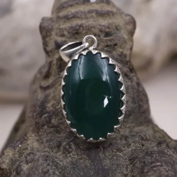 Colimaçon Pendentifs Avec Pierre-Pendentif en argent et agate verte