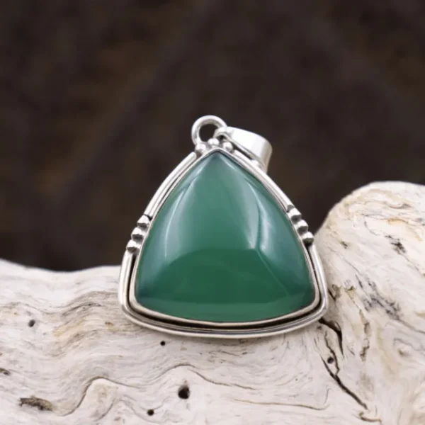 Colimaçon Pendentifs Avec Pierre-Pendentif en argent et agate verte