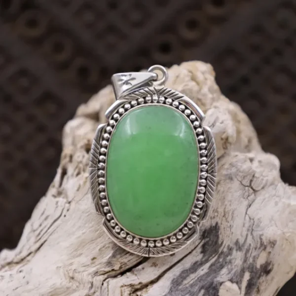 Colimaçon Pendentifs Avec Pierre-Pendentif en argent et jade vert