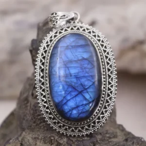 Colimaçon Pendentifs Avec Pierre-Pendentif en argent et labradorite