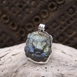 Colimaçon Pendentifs Avec Pierre-Pendentif en argent et labradorite - lion