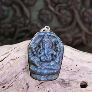 Colimaçon Pendentifs Avec Pierre-Pendentif en argent et labradorite - Ganesh