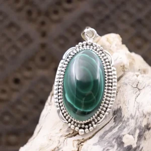 Colimaçon Pendentifs Avec Pierre-Pendentif en argent et malachite