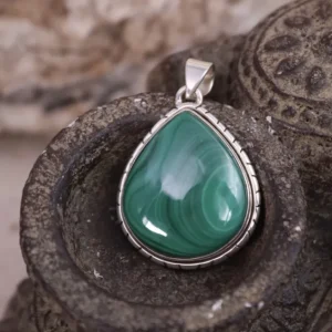 Colimaçon Pendentifs Avec Pierre-Pendentif en argent et malachite