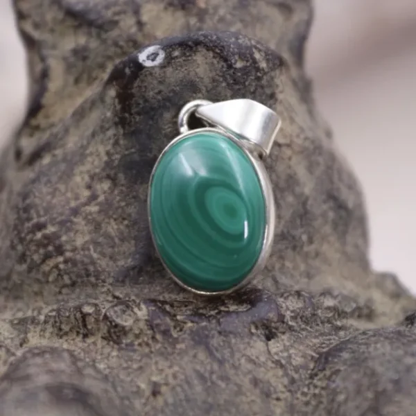 Colimaçon Pendentifs Avec Pierre-Pendentif en argent et malachite