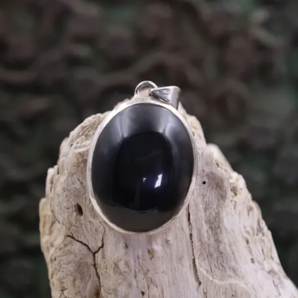 Colimaçon Pendentifs Avec Pierre-Pendentif en argent et obsidienne