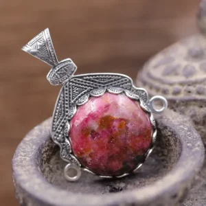 Colimaçon Pendentifs Avec Pierre-Pendentif en argent et pierre rhodonite