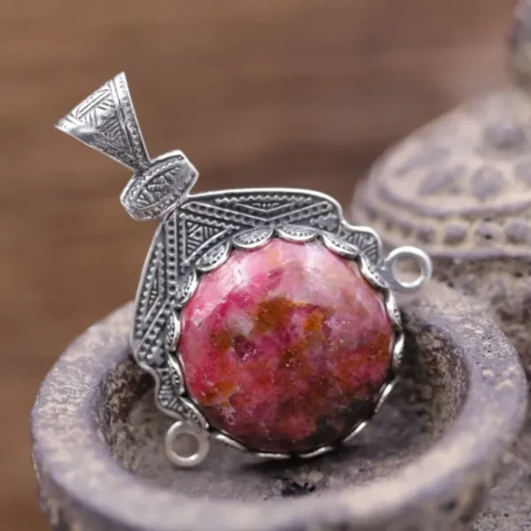 Colimaçon Pendentifs Avec Pierre-Pendentif en argent et pierre rhodonite