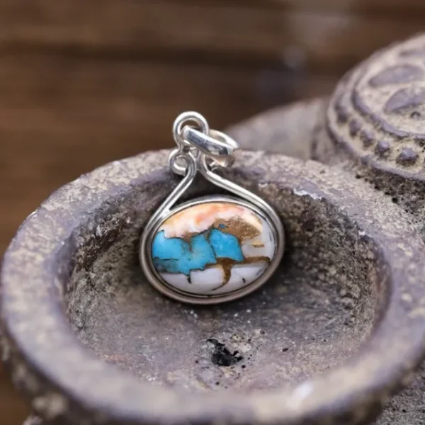 Colimaçon Pendentifs Avec Pierre-Pendentif en argent et pierre turquoise cuivrée