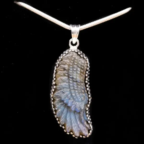 Colimaçon Pendentifs Avec Pierre-Pendentif en argent et pierre labradorite