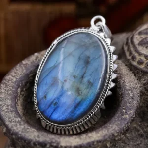 Colimaçon Pendentifs Avec Pierre-Pendentif en argent et pierre labradorite