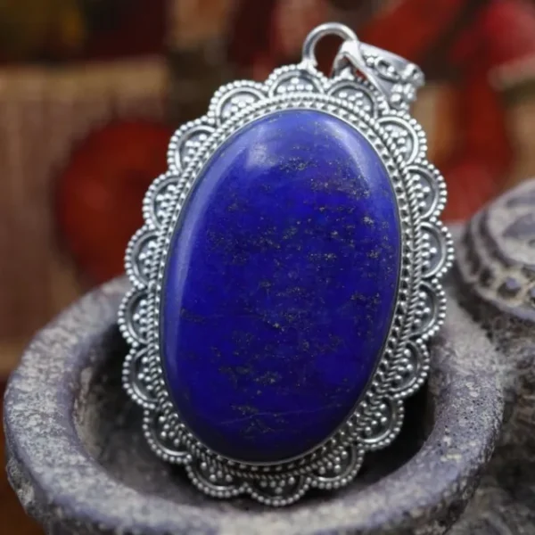 Colimaçon Pendentifs Avec Pierre-Pendentif en argent et pierre lapis lazuli